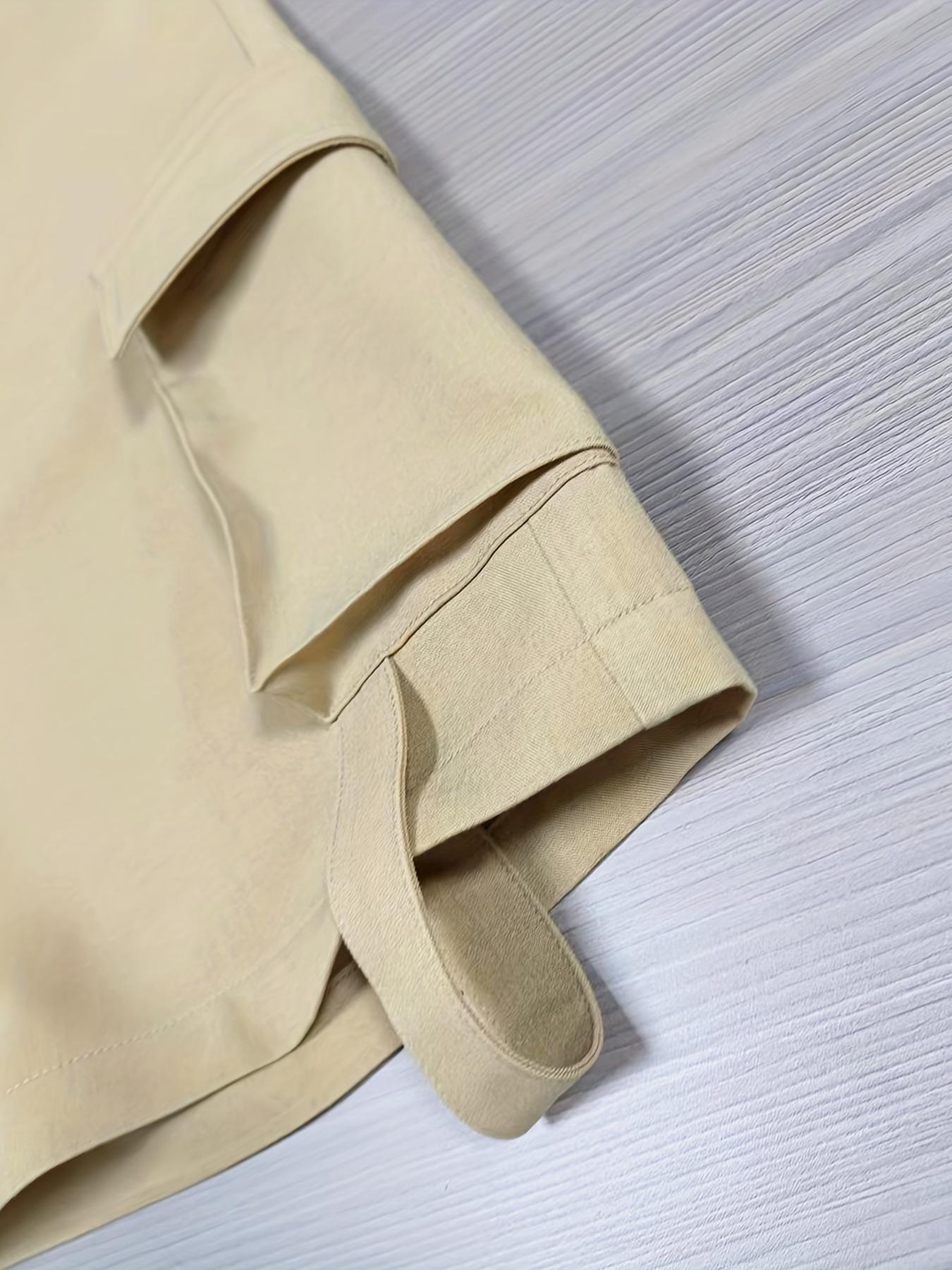 Women'S Casual Cargo Shorts  Beige, Waist, Multiple Pockets, Adjustable Drawstring, Comfortable  Wear Womenswear Bottom Basic Khaki Minimalist