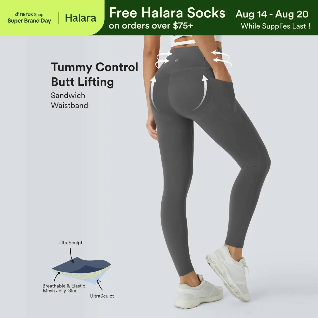 Halara UltraSculpt™ High Waisted Butt Lifting Tummy Control Pocket Shaping Workout Leggings