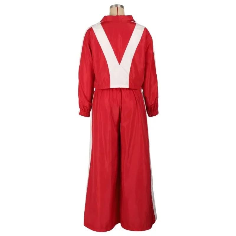 two-piece set woman Color Patchwork Women Tracksuits Matching 2 Piece Sets Zipper Long Sleeve Jackets Crop Top + Wide Leg Pants Fashion Streetwear