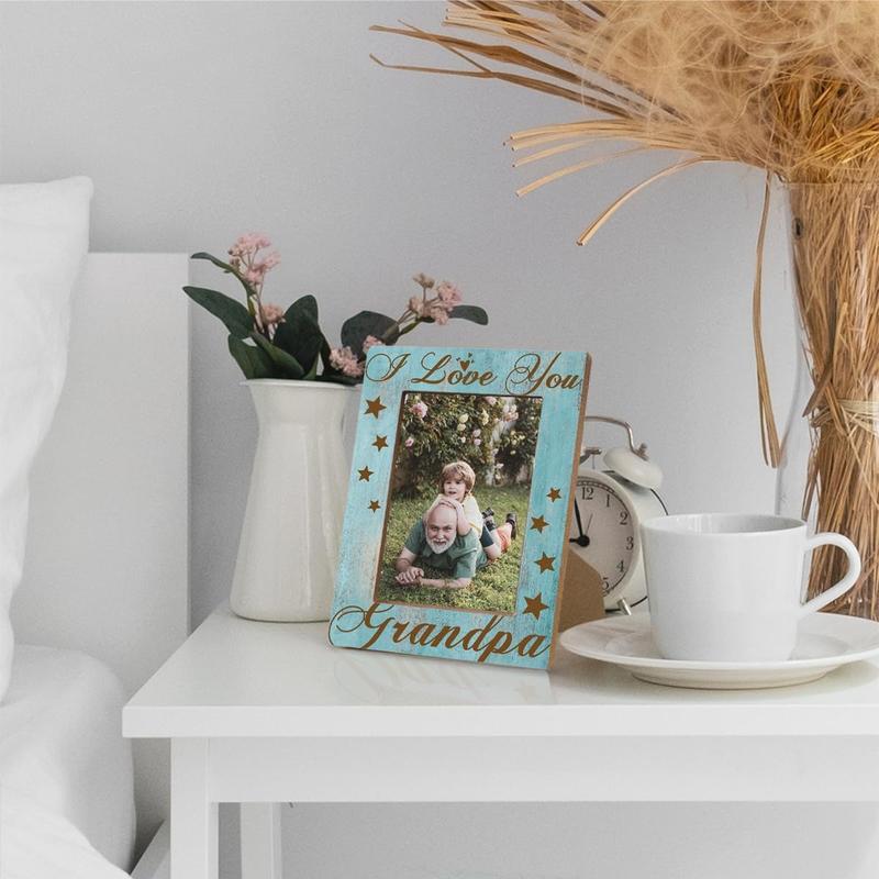 8x6 Picture Frame, Grandpas Photo Frame for  Decor, Father's Day  for Dad Grandpa, Grandfather Birthday  Idea,  Picture Frame for Wall & Tabletop Display, I Love You Grandpa