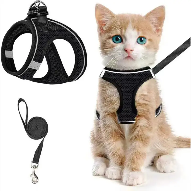 Small pet chest harness, cat dog leash, vest style breathable dog walking rope, I-shaped vest style reflective chest harness