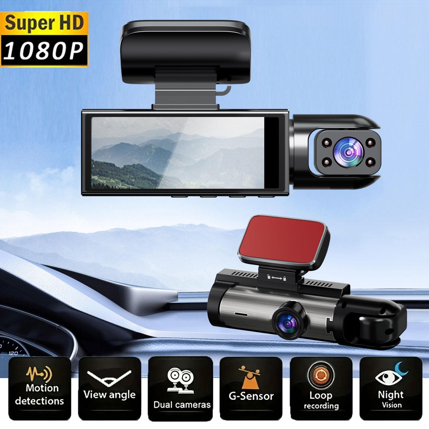1080P Front & Interior Dual Recording Dash Camera, HD Car DVR with IR Night Vision, 3.16-Inch IPS Screen and Wide-Angle Video Surveillance, Automotive DVR Camera