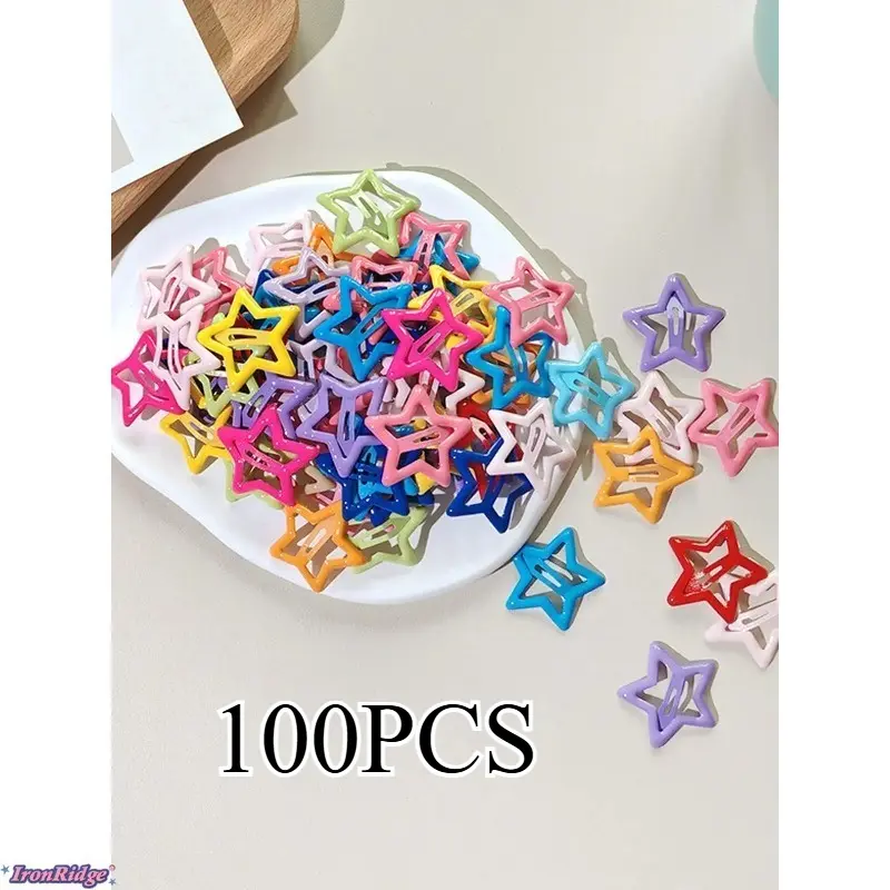 100pcs New Candy Color Star Hair Clips, Cute Girl Accessories, Non-Damaging Hair Clips, Perfect for Daily Use and Styling