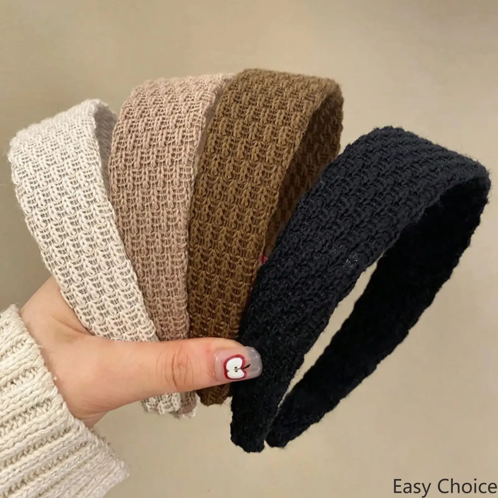 Women's Knitted Headband Set, 4pcs Wide Solid Color Hairbands, Fabric Headbands, Elastic Fashion Headbands, Soft Stretchable Design, Perfect for Daily Wear, Travel, Parties