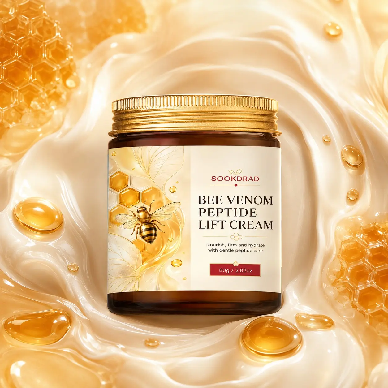 bee venom peptide lift cream, nourish, firm, hydrate, gentle peptide care, 80g/2.82oz