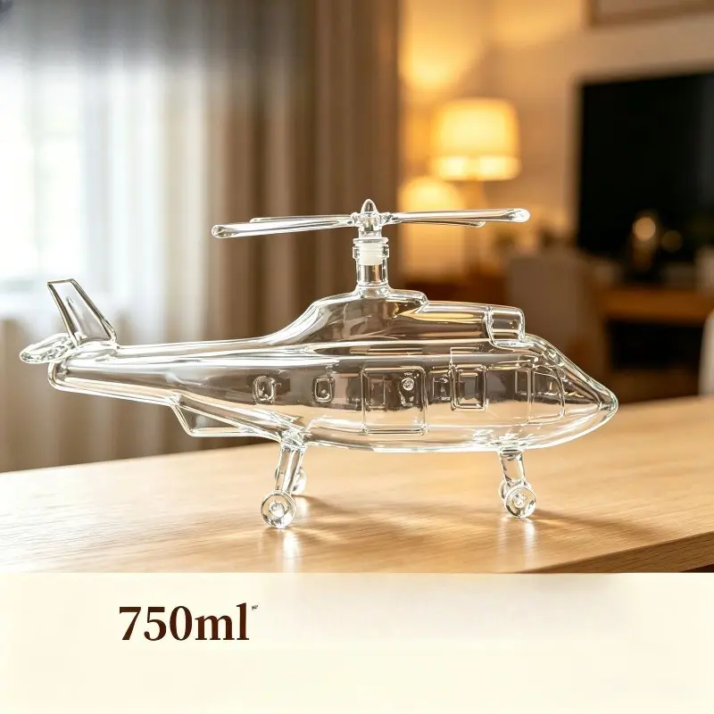 1pc American Airplane Wine Bottle, High Borosilicate Glass Crafted Whiskey Decanter, Large Capacity 750ML, Elegant Glassware