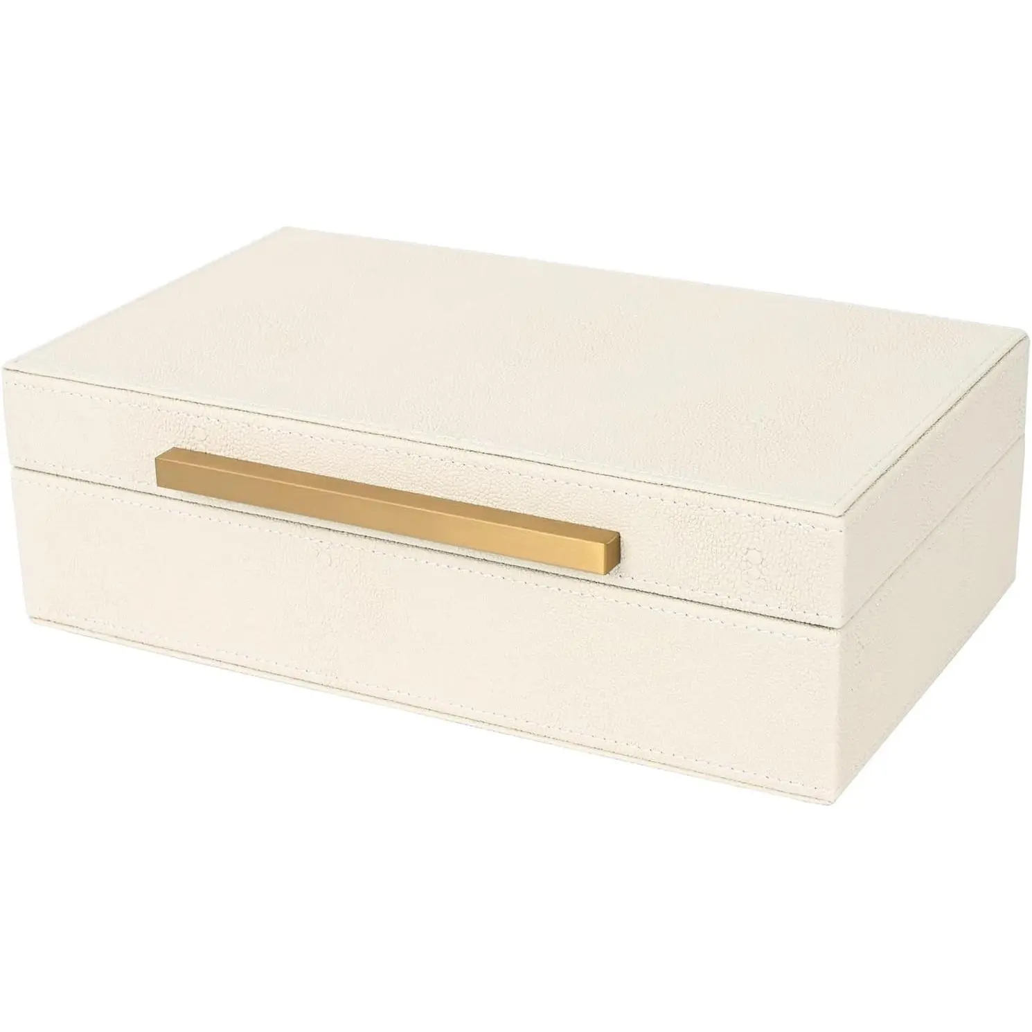 Beige Shagreen box Faux Leather Decorative Boxes,Keepsake And Memory Storage Decorative Boxes with Lids for Modern Home Decor Jewelry Box Organizer