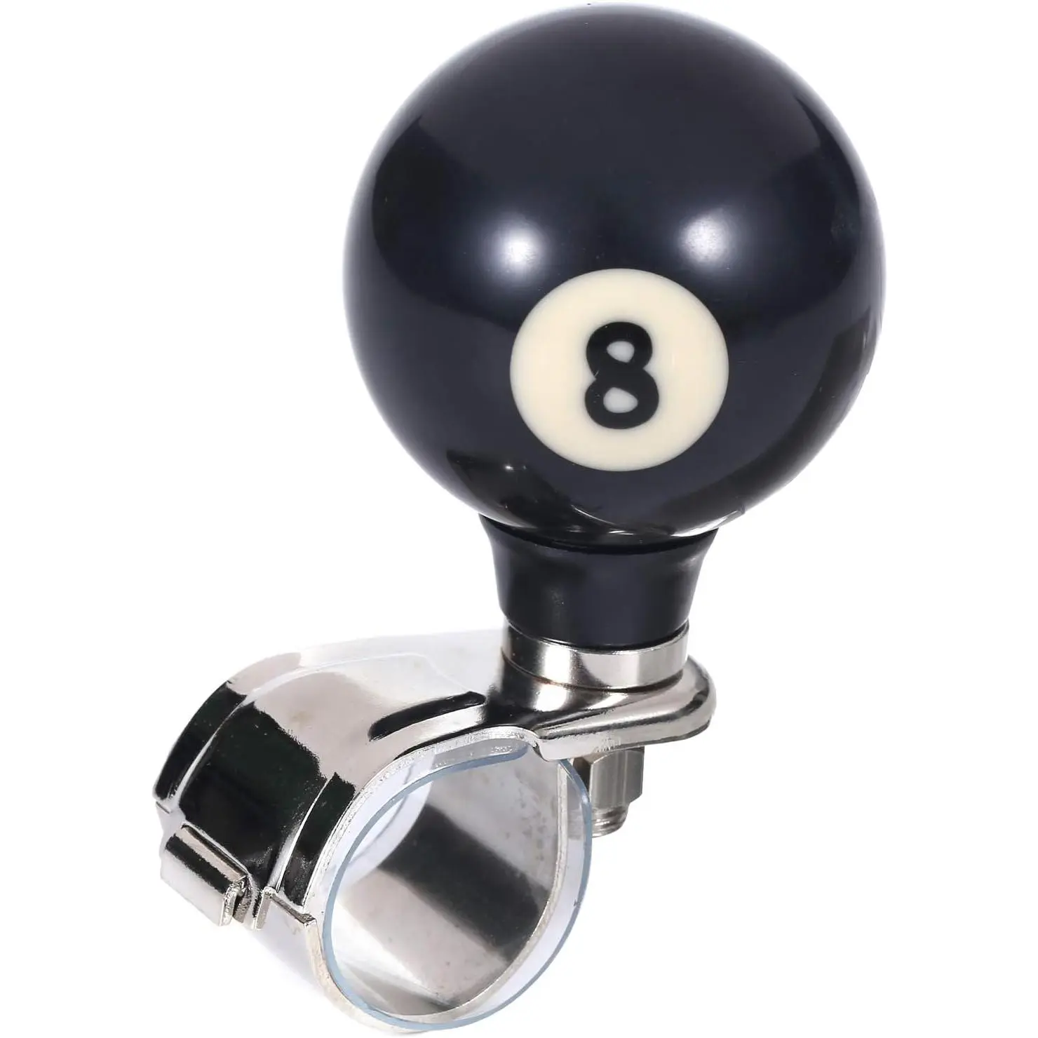 Suicide Knob 8 Ball Steering Wheel Spinner Round Turning Driving Power Handle Universal Fit Most Vehicles Cars Trucks Tractors Mowers Forklifts Boat Golf Carts (Black)