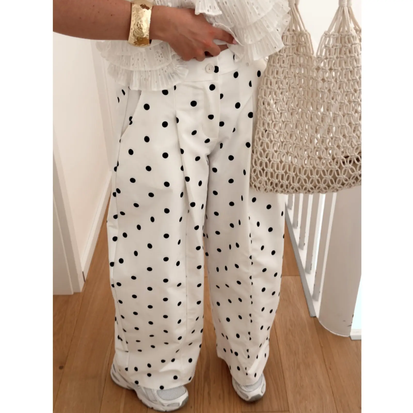 Cicy Bell Women's Polka Dot Wide Leg Palazzo Pants High Waist Pants | High Rise,Wide Leg,Polka Dot Pattern,Loose Fit, For Summer Fall,Side Pockets, Daily Wear, Trendy,Casual,Loose Fit