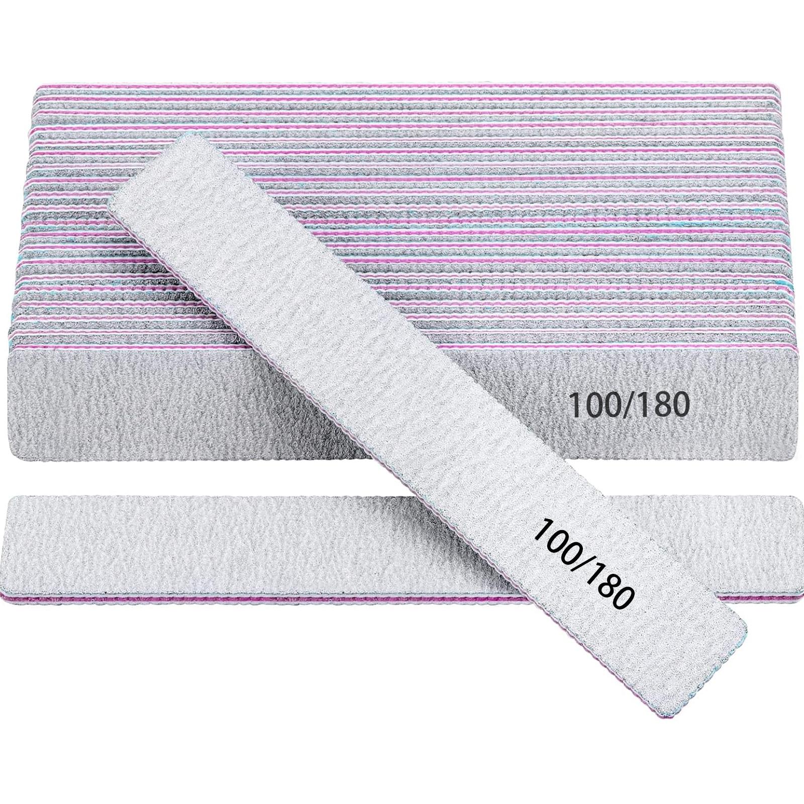 Square double-sided sandpaper nail file, professional manicure polishing tool, 100/180 grit difference design for double-sided use, suitable for gel nail polish, portable shaping tool, double-sided polishing function, manicure salon dedicated care tool