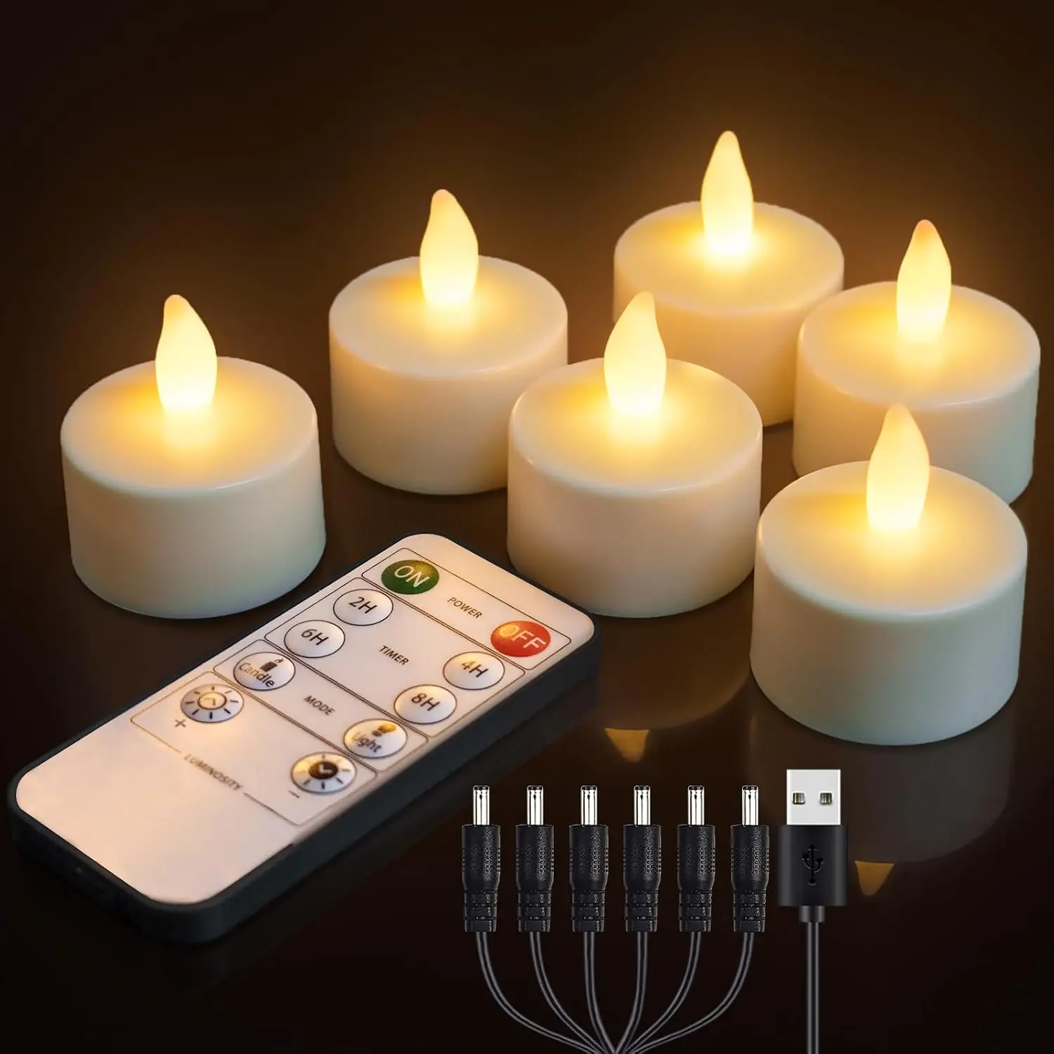 Rechargeable  s with Remote, Led Candles Flickering Flameless Teas Candles,  Operated Candles for  Restaurant Hotel Party Halloween Decorations, 6 Pack