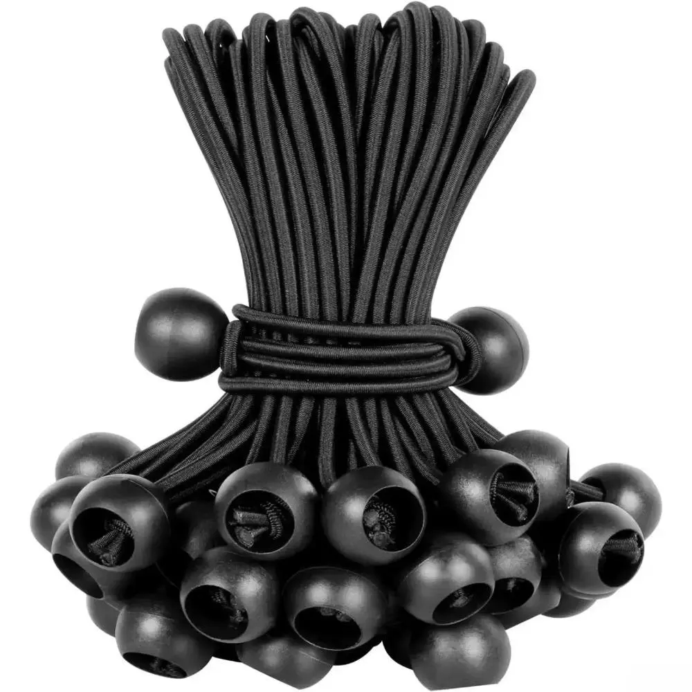 50 Pcs 6 Inch Heavy Duty Ball Bungee Cords Kit, UV Resistant Outdoor Tarp Tie-Down Straps, Multi-Purpose Elastic Fixing Ropes for Tents, Boats, Patio Umbrellas, RV & Camping