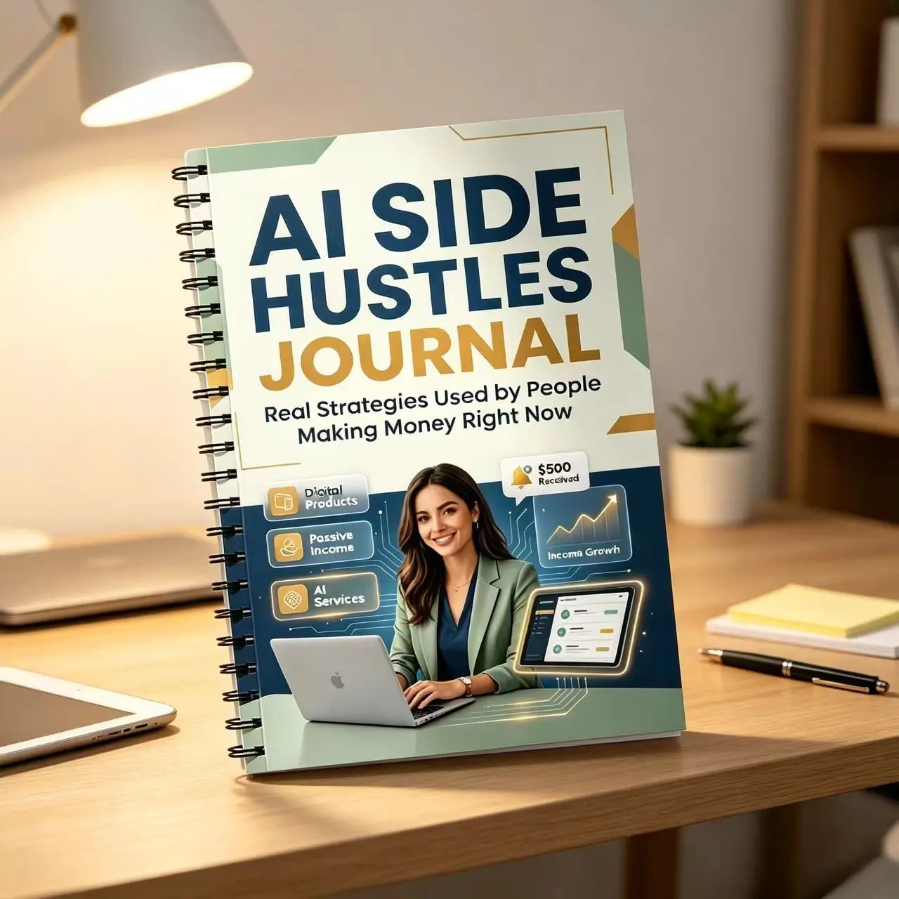 Ai Side Hustle Theme Notebook, Perfect for Organizing Your Business Ideas, Ideal Gift for Entrepreneurs, Durable Design for Daily Use