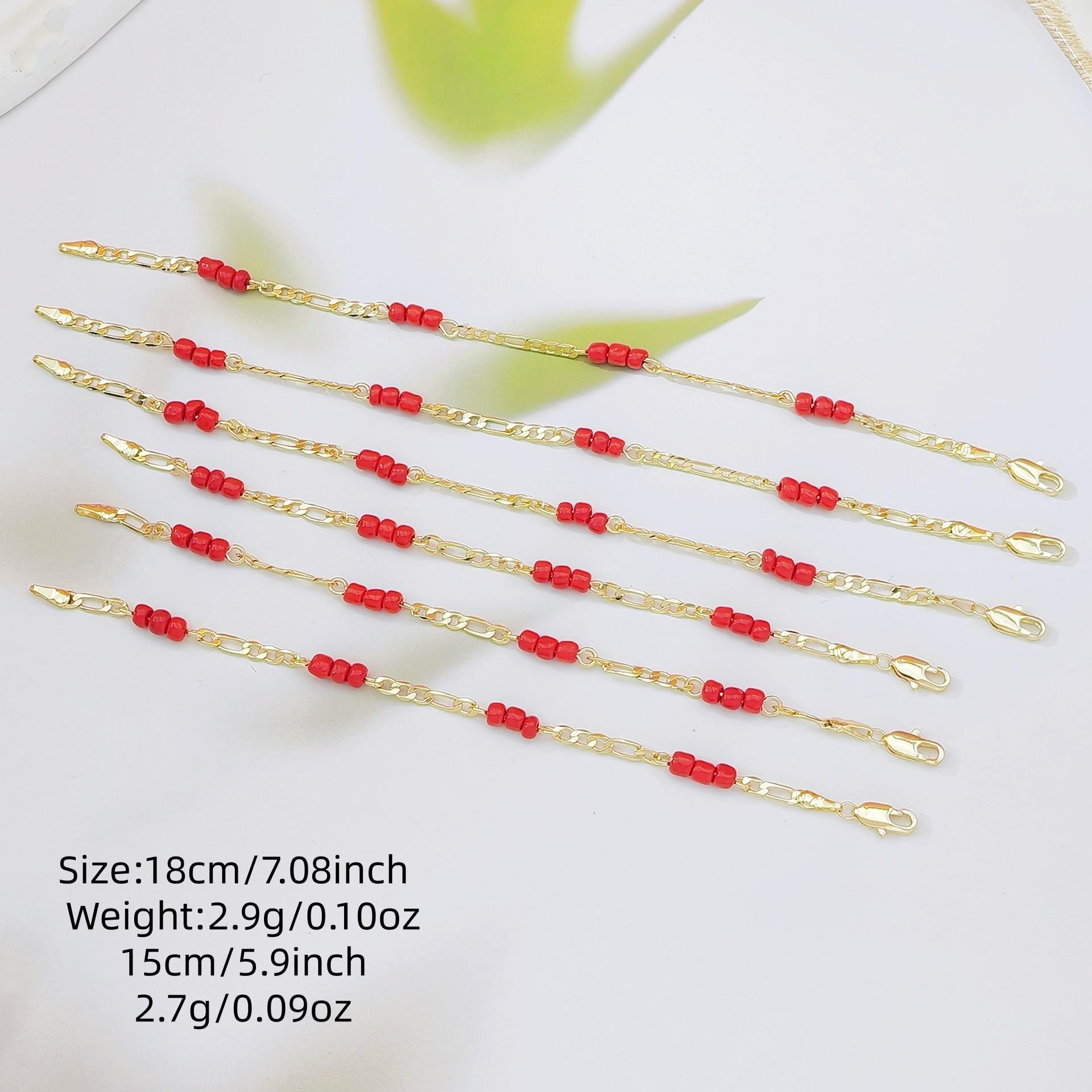 Dainty Red Beaded Gold BraceletTrending Y2K Aesthetic Minimalist Chain Bracelet for Women Handmade Stackable Waterproof Non Tarnish Jewelry for Daily Wear Birthday Gift
