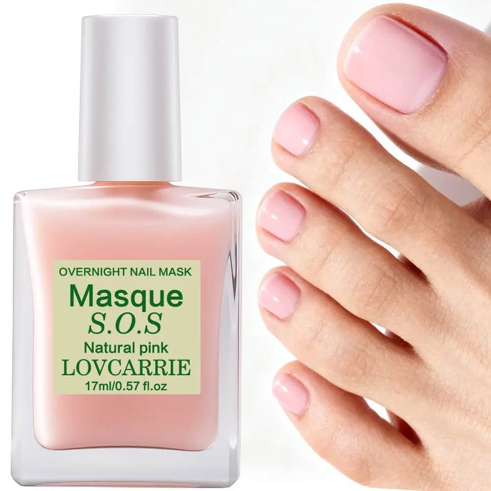 LOVCARRIE New Arrival Masque S.O.S Overnight Natural Pink Nail Mask, Sleep-In Hydrating Repair Base Coat, Pink Milky Overnight Treatment for Dry Split Damaged Fragile Nails 17ml/0.57fl oz