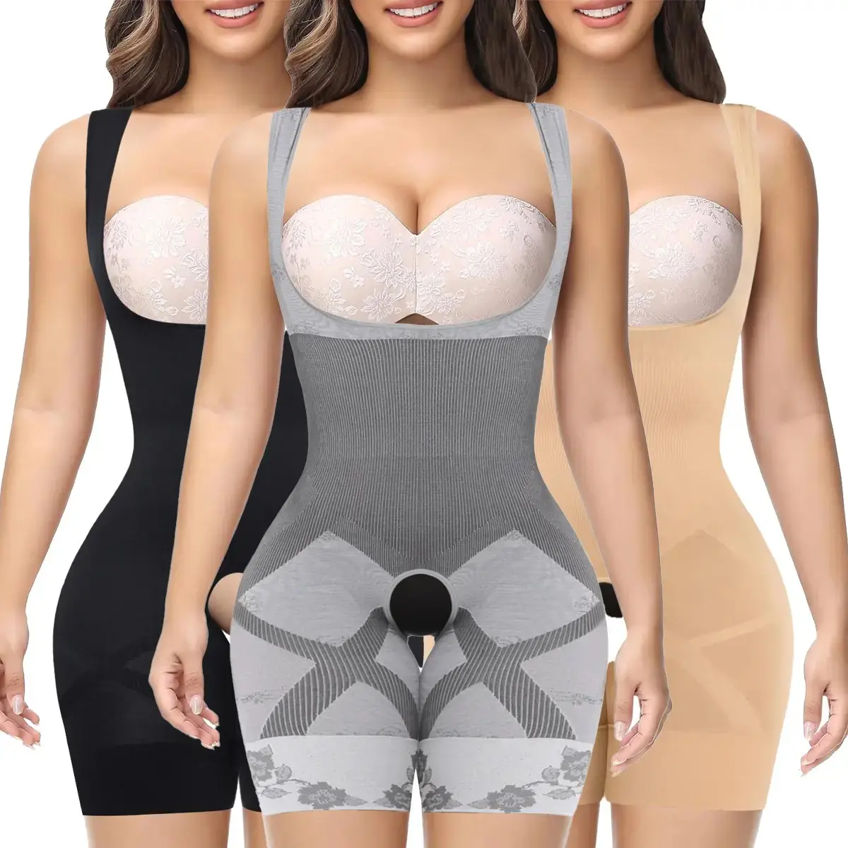 Women's Seamless High-Waisted Shaper Bodysuit - Compression, Tummy Control, Butt Lifter, Wide Strap, Body Contouring Garment for Daily Wear, Wedding, Work (Plus Size)