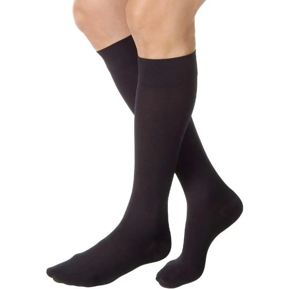 Relief Knee High Graduated Compression Socks, 15-20 mmHg - Comtable Unisex Design - Closed Toe, Black, X-Large Full Calf