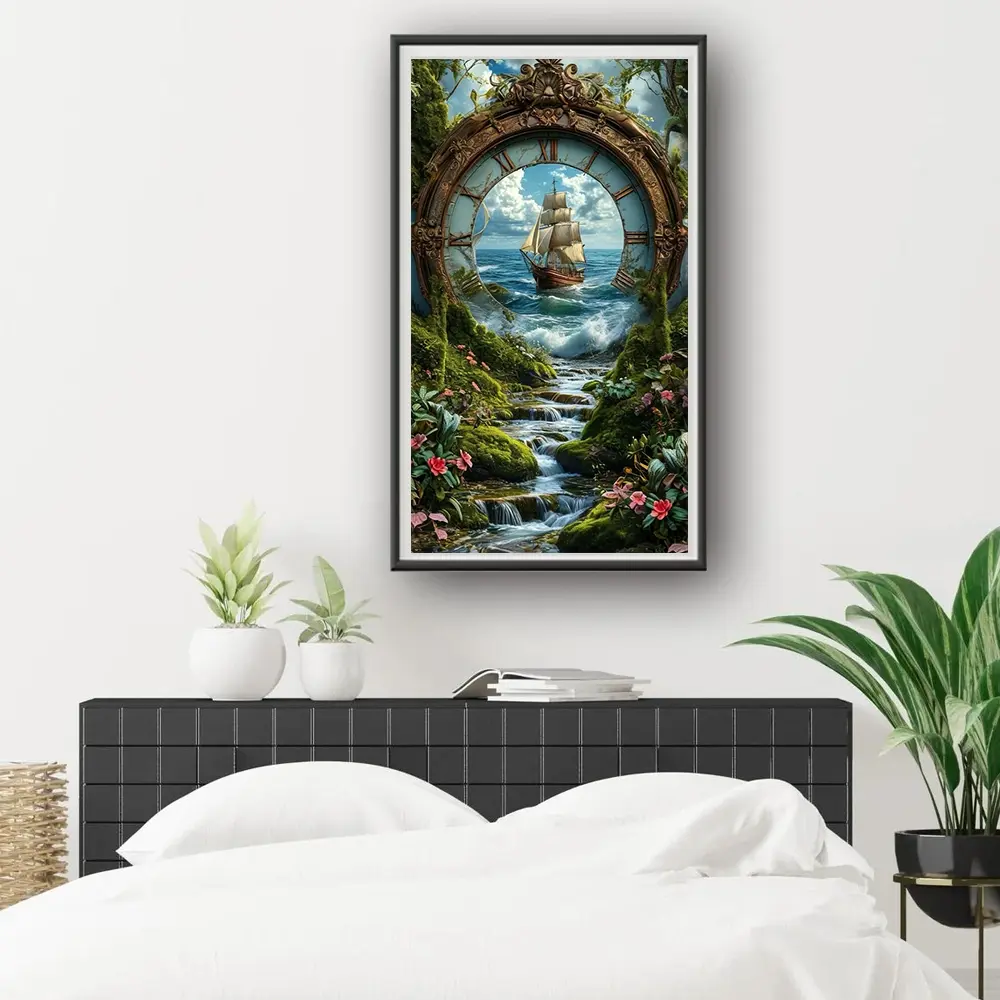One 2D Flat Unframed Handmade DIY Diamond Painting Kit Retro European Landscape Style Suitable for Home Decoration, Handicraft Enthusiasts, Living Room & Bedroom Wall Decoration
