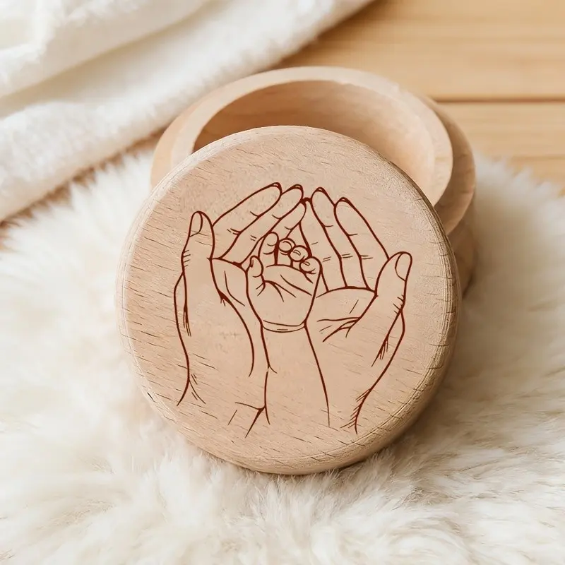 1pc wooden storage box, Used for preserving umbilical cords, birth souvenirs, storing fetal hair, teeth, and hospital straps, Portable fetal hair souvenir storage box, tooth storage box, perfect for home decoration and birthday gifts