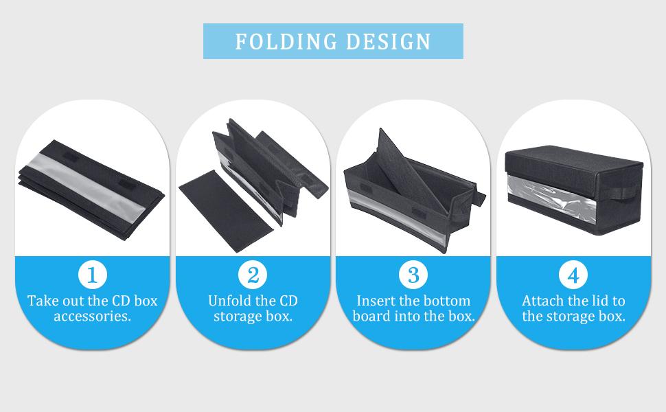 CD Storage Boxes - Pack of 2 CD Cases - 14" x 5.9" x 5.3" Disc Holders with Lids & Visual Window, Holds Up to 32 CDs in full jewel cases, 65 CDs in slim ca