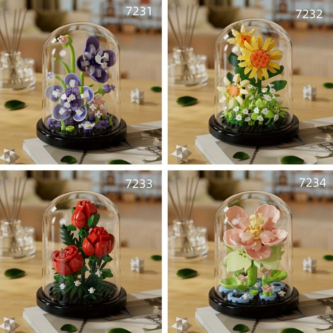 DIY Flower Building Blocks Set - Romantic Proposal Decor, Desktop Ornament & Puzzle Toy, Perfect Birthday Gift Ramadan Mubarak