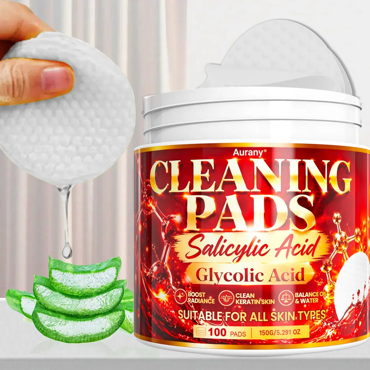 Salicylic Acid Pads, Facial Cleansing Pads, Skin Care, Clean The Skin, Moisturizes Skin, Balance Water And Oil, Smooth Skin, Unisex, Refines Pores Gentle Non-Irritating Formula, Suitable For All Skin Types