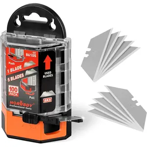 100 Pack SK5 Carbon Steel Utility Knife Blades, Box Cutter Replacement Blades with Dispenser