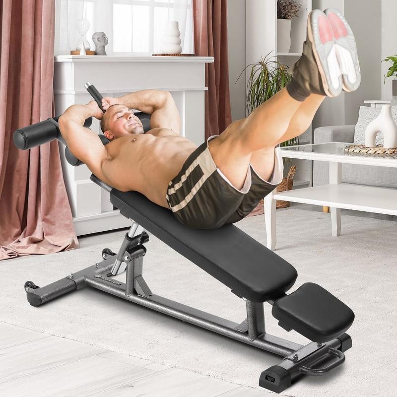 VEVOR Sit Up Bench, Curved Decline Ab Bench with Reverse Crunch Handle, with 6 Adjustable Height Setting, Heavy Duty Steel, 600 Lbs Capacity for Home Gym Workouts, Strength Training, Full Body MusclesHoliday gifts