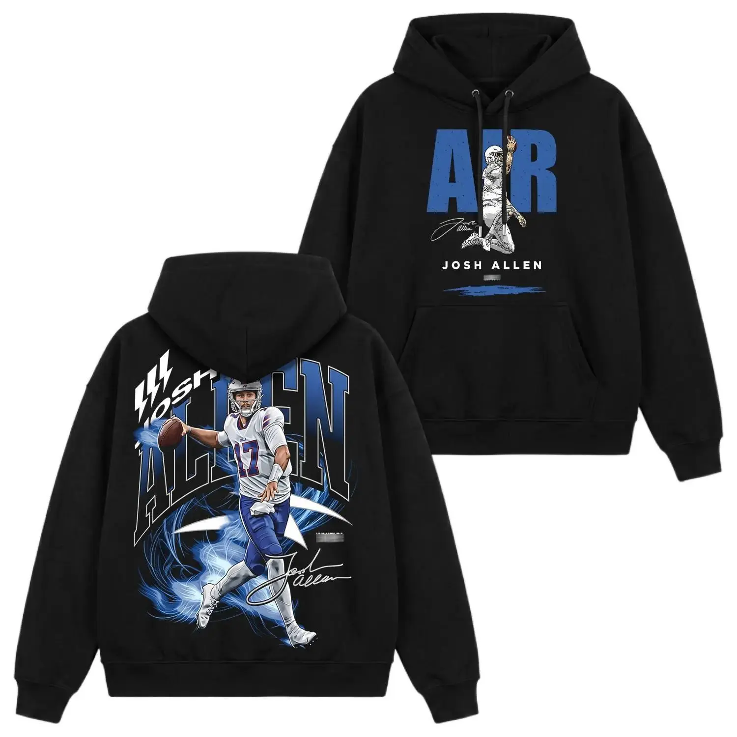 Unisex Josh Allen#17 Football Hoodie T-shirt, Buffalo Quarterback Graphic Hoodie T-shirt, Vintage The U.S. Football Championship -Inspired Sports Sweatshirt, Josh Allen Fan Apparel, Football Fan Hoodie, Game Day Streetwear, Gift for Football Fans