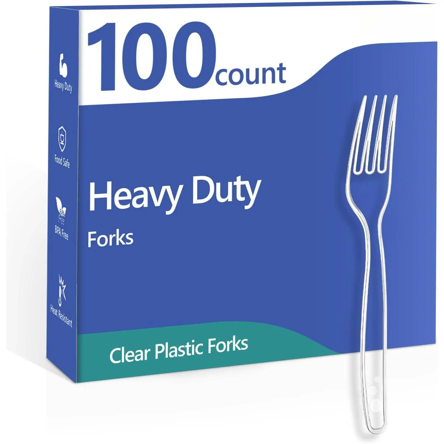 100 Count Clear Plastic Forks Heavy Duty | Disposable Bulk Forks,  Heat Resistant Cutlery for Parties,daily use