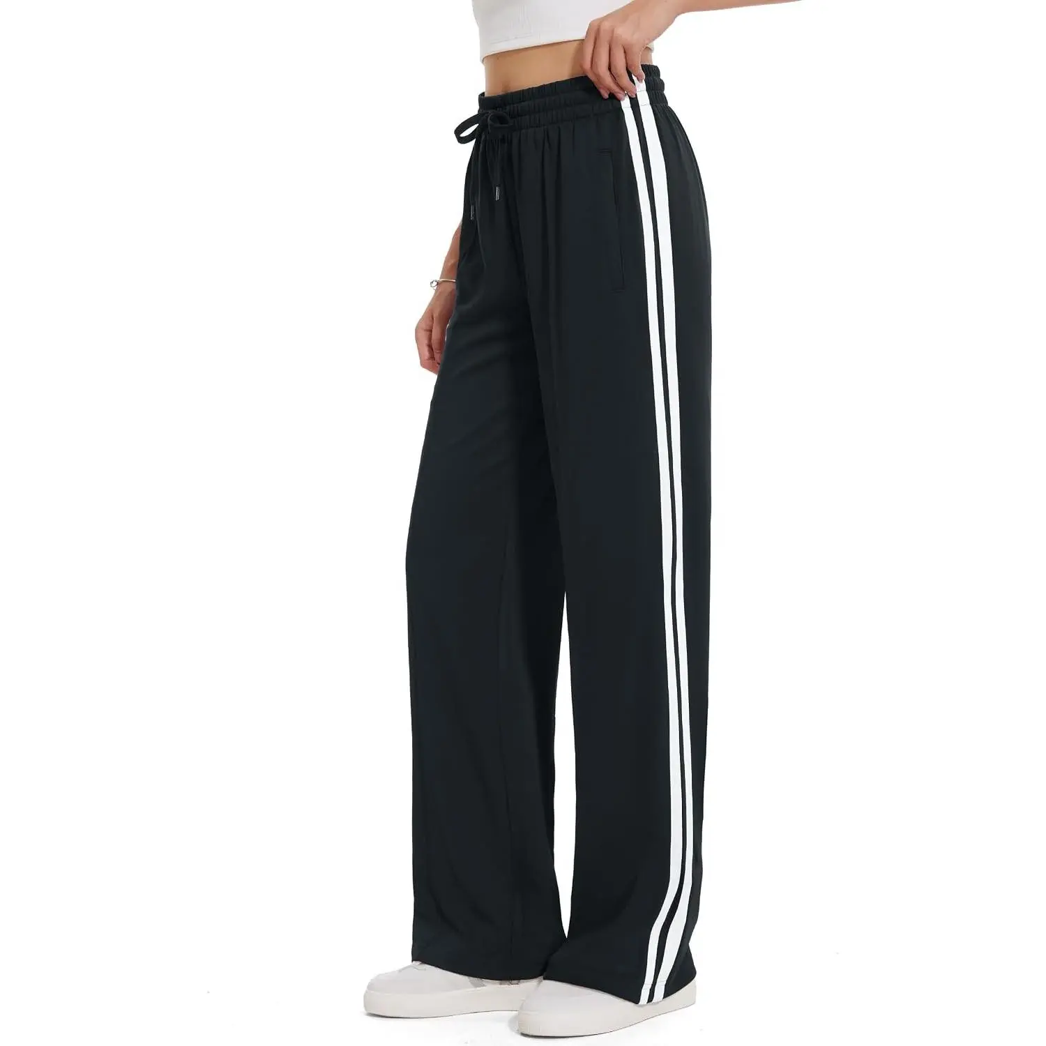Women's Multi-Size Straight Leg Track Pants - 28/30/32/34/36 Inseam, Loose Fit, Cotton Fabric Sports Wear for Warm-Up, Running