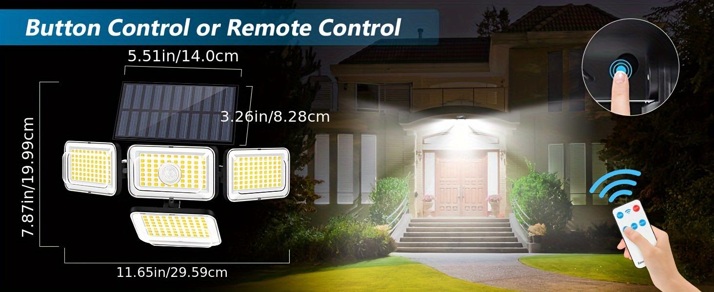 4 Modes Solar Flood Lights, 1~6 Pcs Set , 270°Wide Angle Lighting, Smart Sensor+Remote Control, Suitable for Patio, Garage Burglar, Porch, Outdoor Party, Shipment within 1-2 days