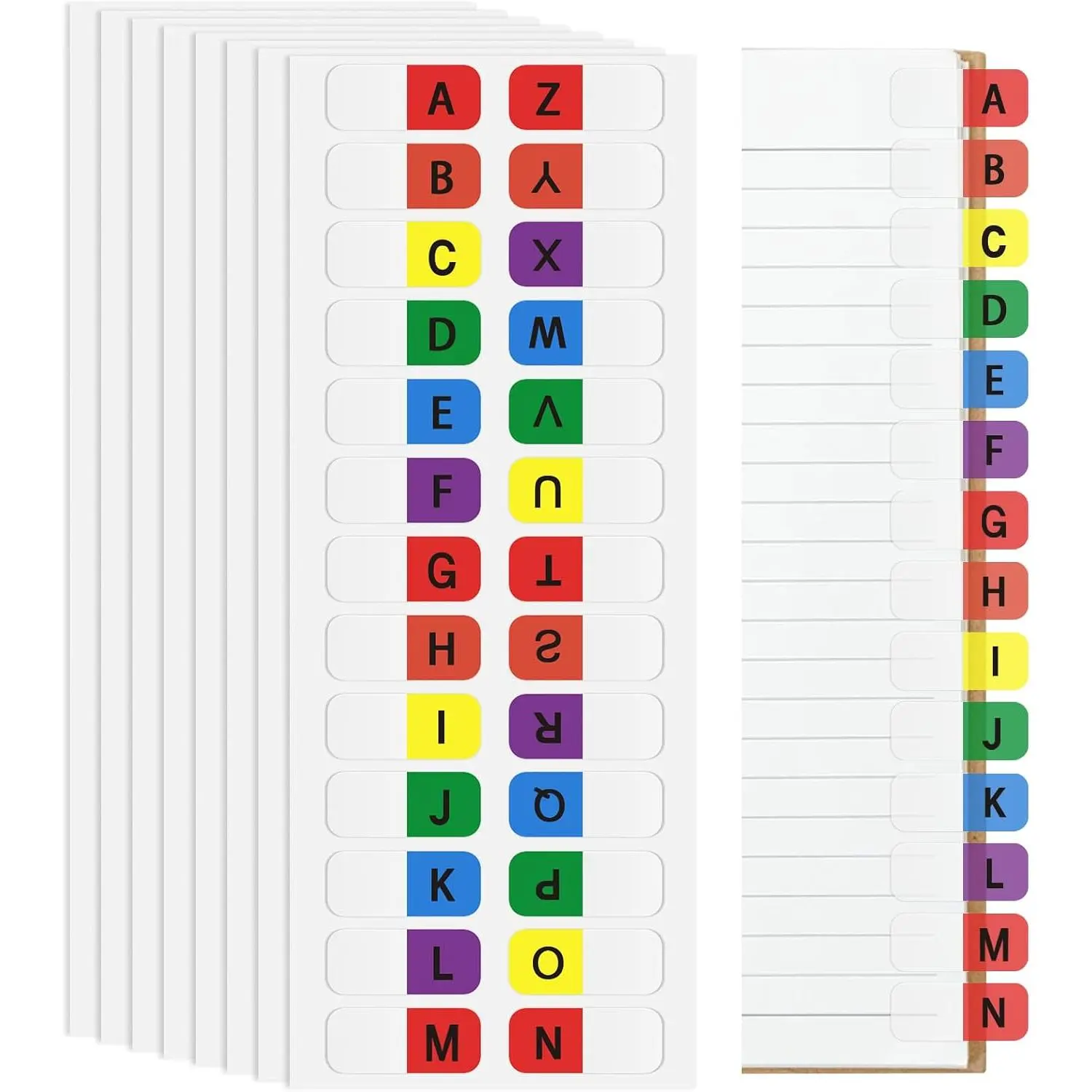 Multicolor A-Z Self-Adhesive Letter Stickers, 208-Count Removable Alphabet Tabs, Office Stationery Index Labels for Notebooks, Planners, Binders