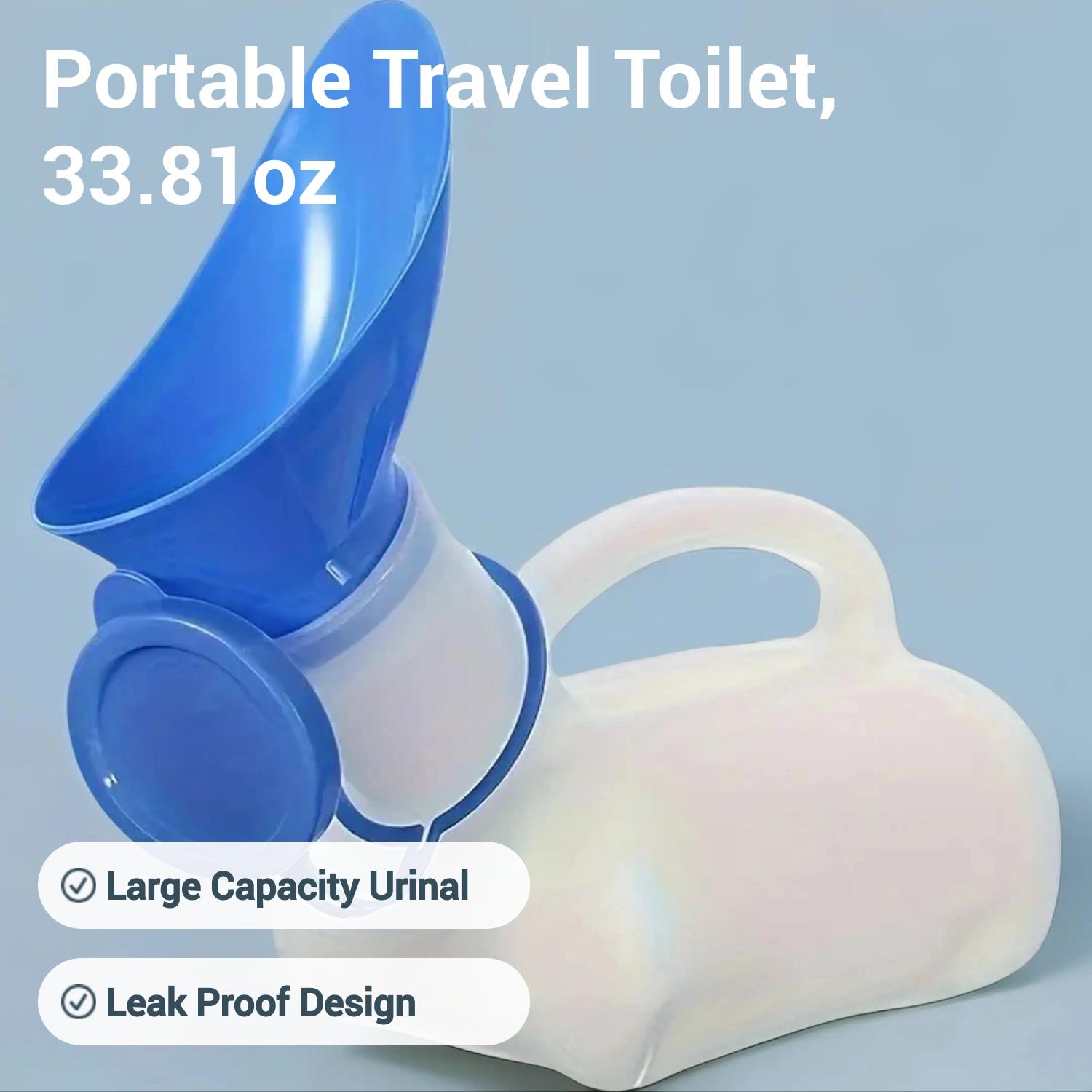 Portable Travel Toilet, 1 Count 33.81oz Large Capacity Leak Proof Urinal with Handle, Durable Plastic Urinal for Men & Women,  Tools Suitable for Car, Rv, Camping & Outdoor