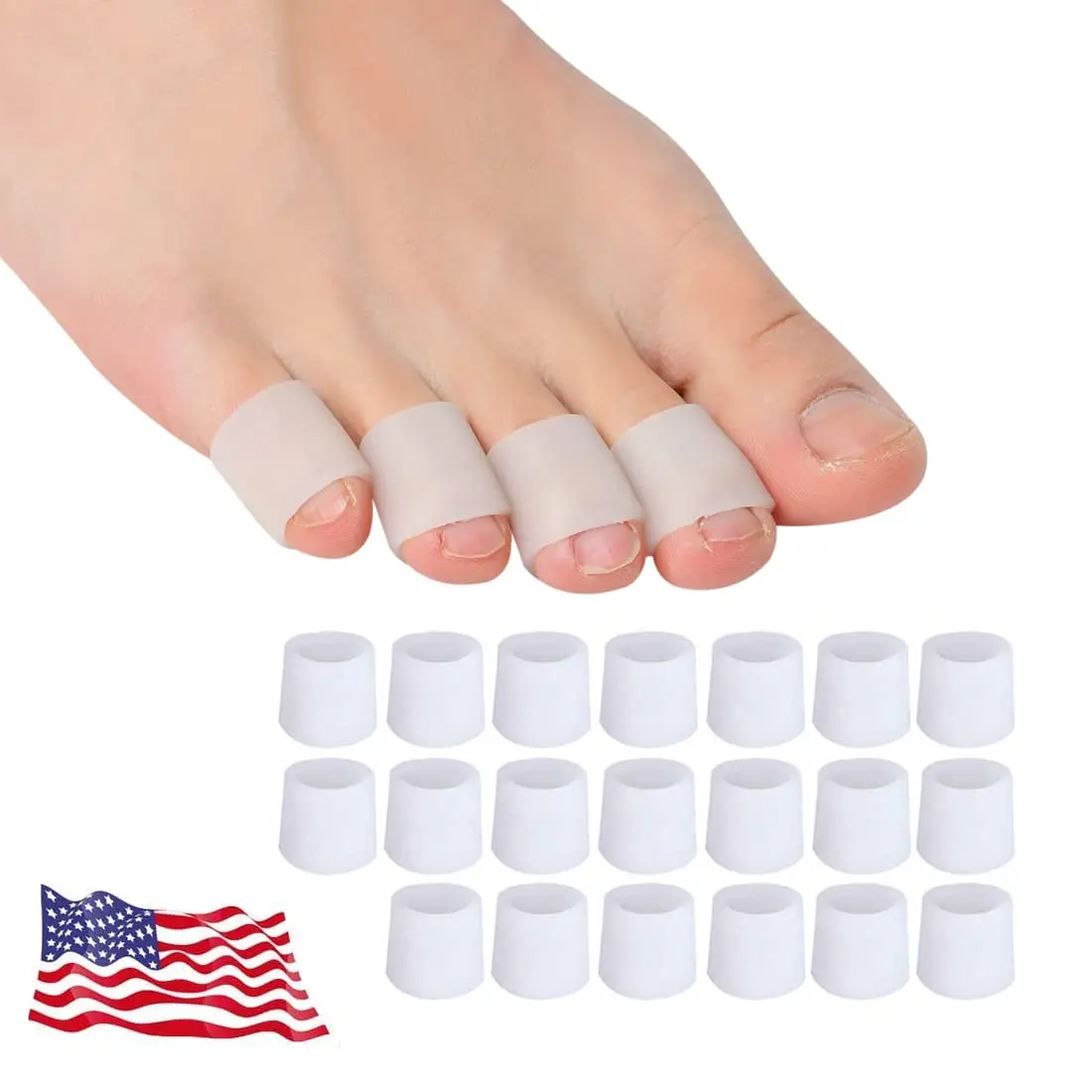 Silicone Toe Protectors for Women & Men, 20 PCS Pinky Toe Protector, Soft Toe Covers, Cuttable Toe Caps & Toe Sleeves, Corn Pads for Blisters, Calluses, Hammer Toes & Rubbing Relief