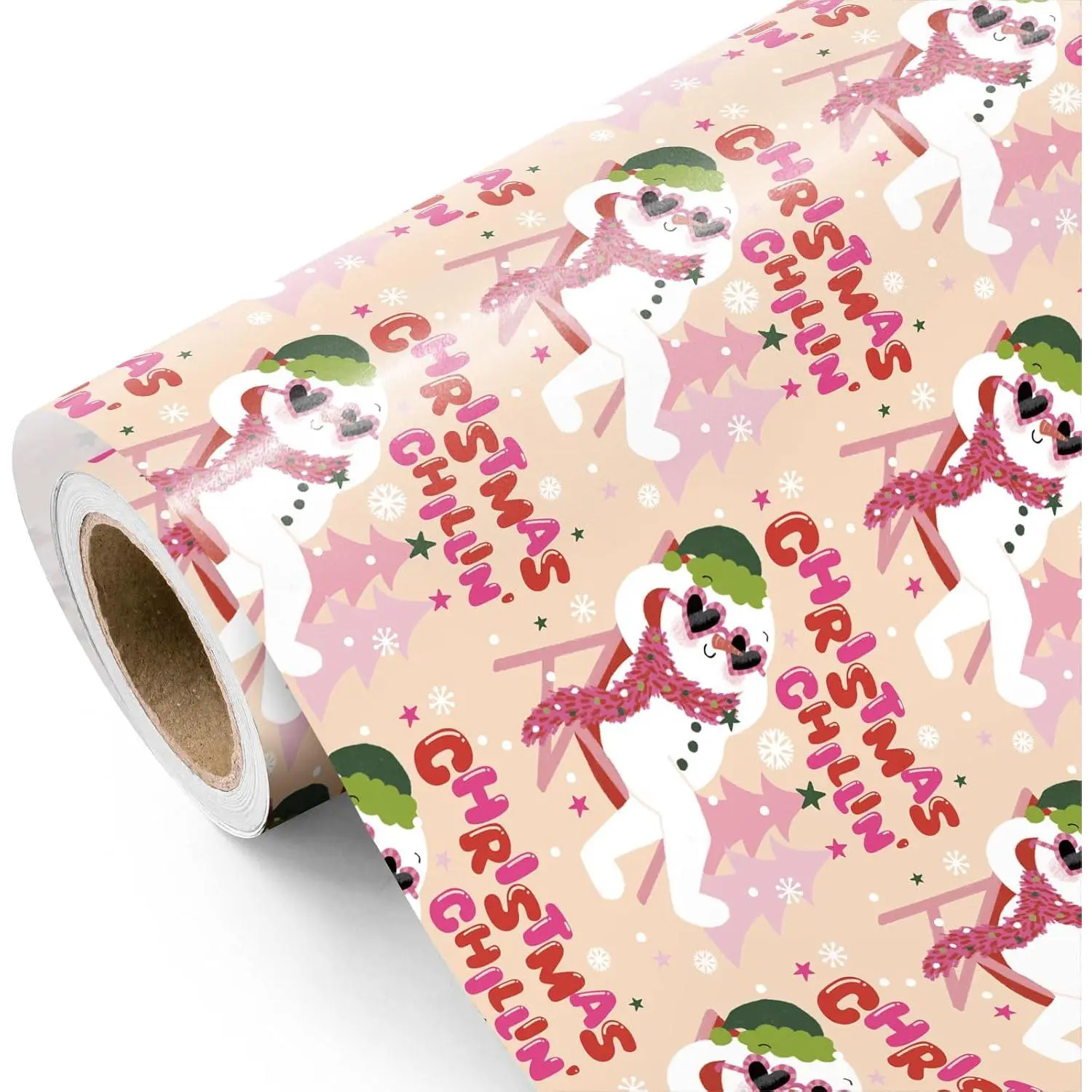 Snowman Christmas Wrapping Paper - Mini Roll - 17 Inch x 16.5  -  Christmas Chill Snowman Wrapping Paper for Xmas Holiday, Party Celebration