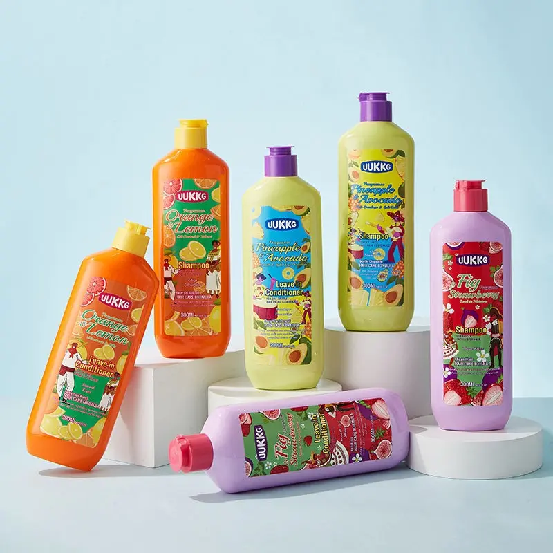 UUKKG  Fruit Infused Shampoo Conditioner Duo 300ml Hydrating Haircare Bundle | Pineapple & Avocado, Fig & Strawberry, Orange & Lemon Fragrance | Moisturizing, Softening, Brightening & Shiny | Sulfate Free Hair Care Formula