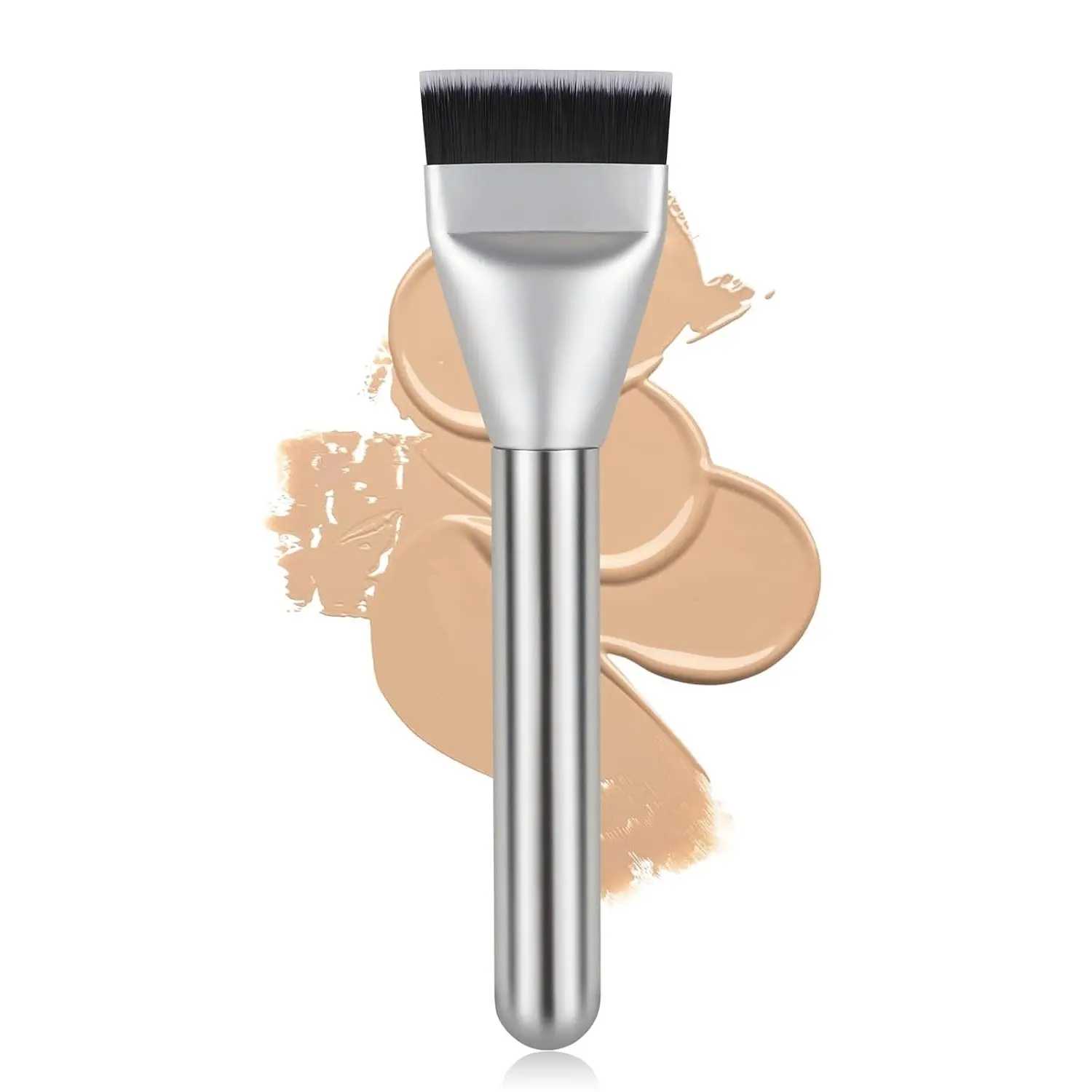 Upgraded Flat Foundation Brush, Korean Makeup Spatula Face Brush for Liquid Foundation, Premium Blending Brush for Cream Makeup, SilverGift