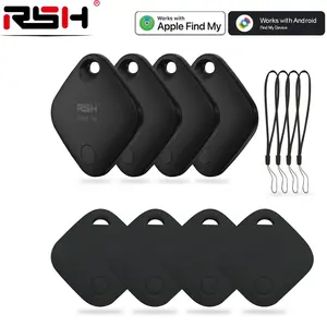 Rsh Tracker Smart Tag Lost Alarm Bundle Pack, Wireless Smart Tracking Tag, Compatible with Apple Find My/google Find HUB, Includes 4 Tags + Silicone Cases + Lanyards with iOS apple or Android phones
