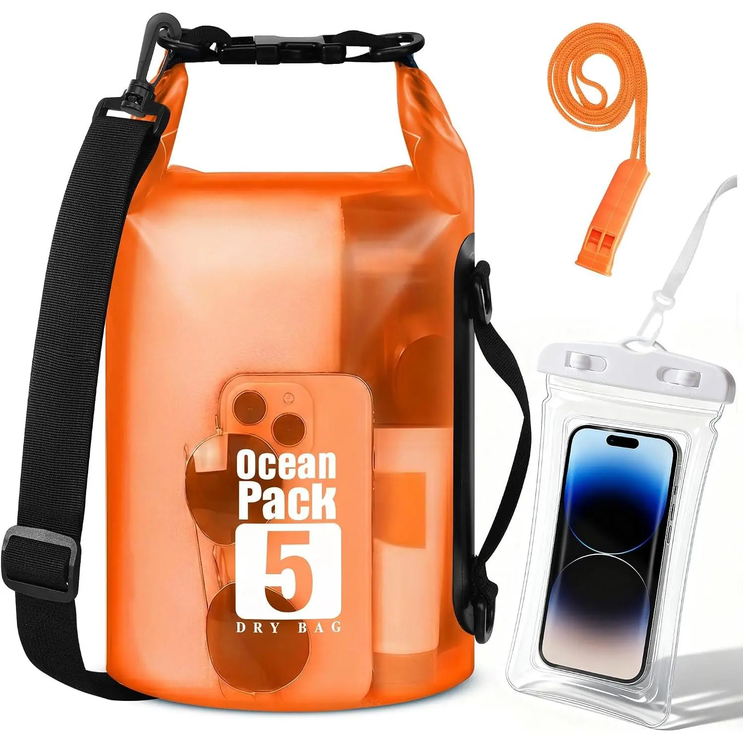 Dry Bag for Kayaking, paddle boarding - Small, 5L | Dry Bag with  Phone Case and Whistle, for Kayaking Swimming Boating Paddle Board Fishing Beach Hiking Camping