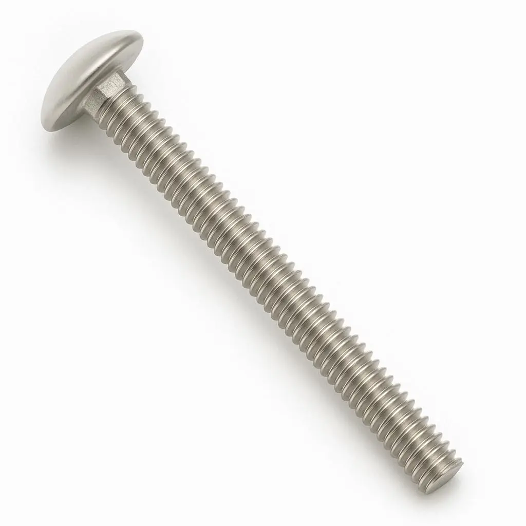 1/4"-20 x 4-1/2" Carriage Bolts, Round Head & Square Neck, Full Thread, 304 (18-8) Stainless Steel, Pack of 5