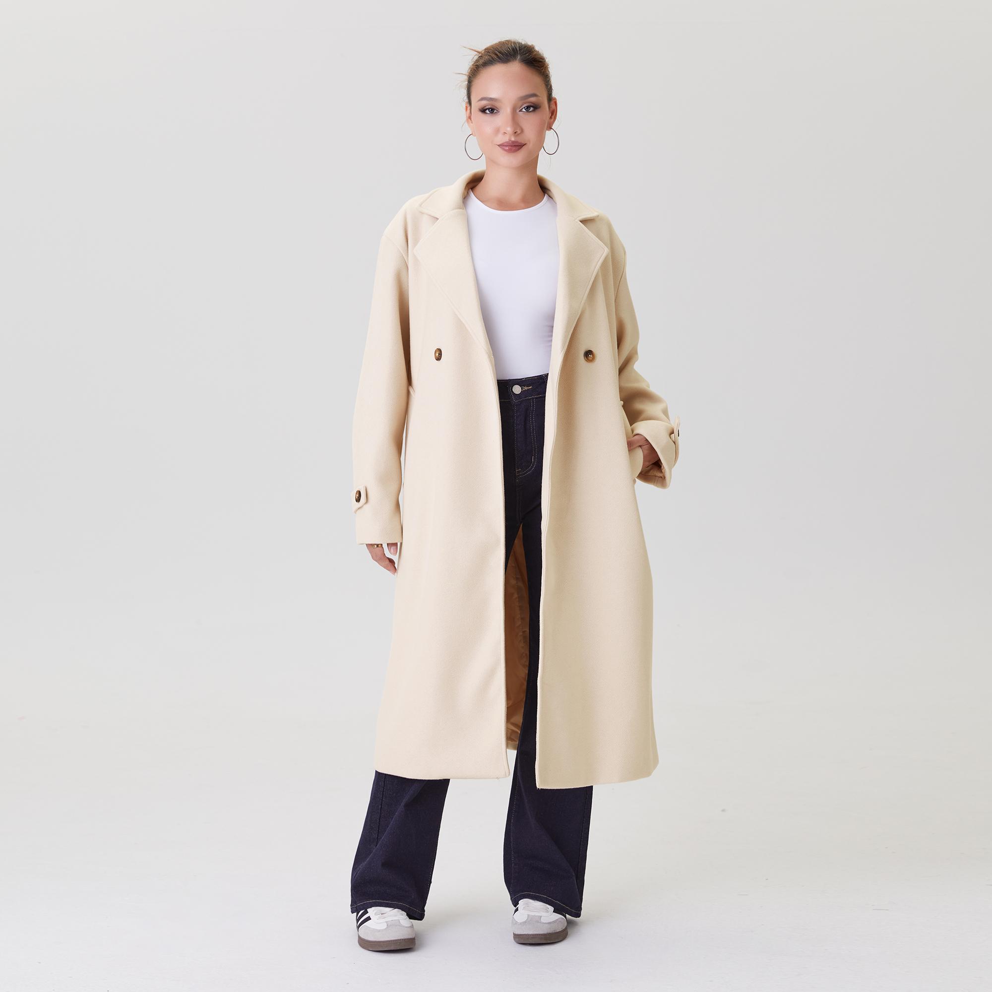 KatchMe Women's Elegant Double-Breasted Notch Lapel Long Sleeve Thermal Outerwear, Cozy Jacket Outfit for Fall & Winter, Versatile Long Coat KatchMe Women's Elegant Double-Breasted Notch Lapel Long Sleeve Thermal Outerwear, Cozy Jacket Outfit for Fall & Winter, Versatile Long Coat