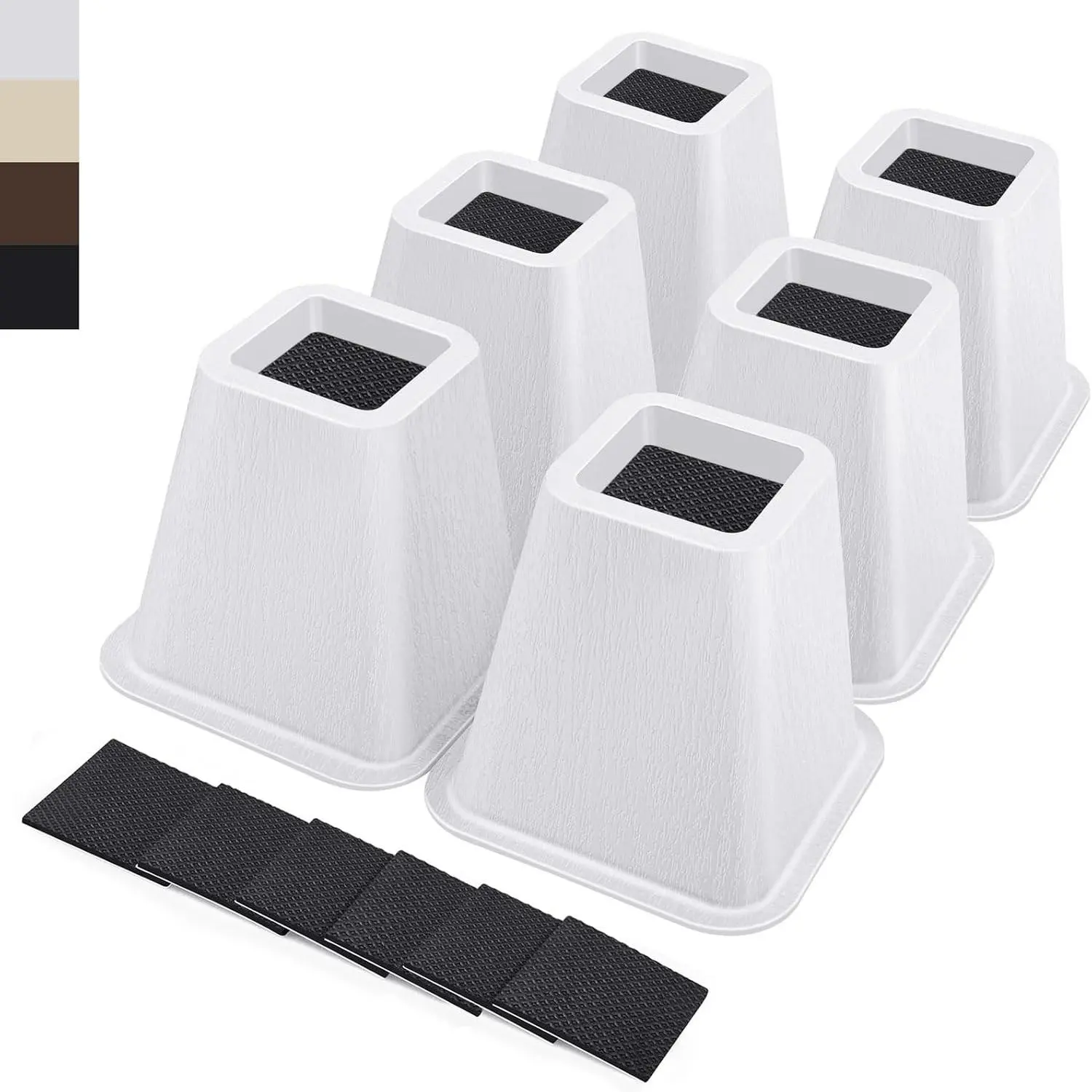 6 Inch Heavy Duty Bed Risers, Furniture Risers for Desk, Chair, Table or Sofa, Couch Lift Risers, Supports up to 2200 lbs per Leg(6 Pack White)