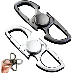 Fidget Spinner Keychain with Bottle Opener, Anti Theft Carabiner Clip for Backpack Locks and Zipper Pulls Replacement, Stress Relief  for Adults Teens, Portable Key Ring in Silver and Space Gray