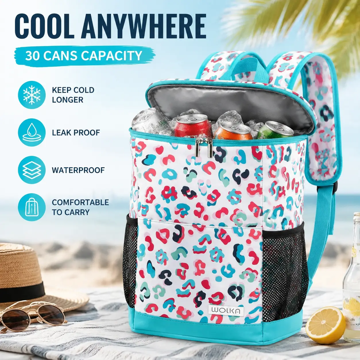 Cooler Backpack 30 Cans,Portable Backpack Coolers Insulated Leak Proof,Waterproof Soft Sided Cooler Bag for Travel,Beach,Camping,Picnic,Lunch Backpack for Women