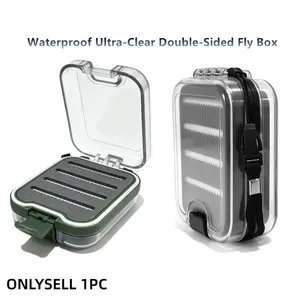 Bravmack Waterproof Transparent Fly Fishing Box, Portable Fly Gear Storage Case, with Lanyard Hook Organizer, Anti-Loss Bait Holder