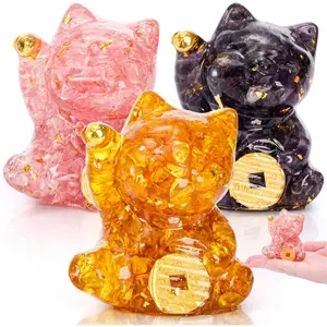 3 count  Maneki Neko, 2.7" Mini Lucky  Figurine, Cute  Beckoning Welcoming Cats as  Luck Decor for  Office  Stores Restaurants