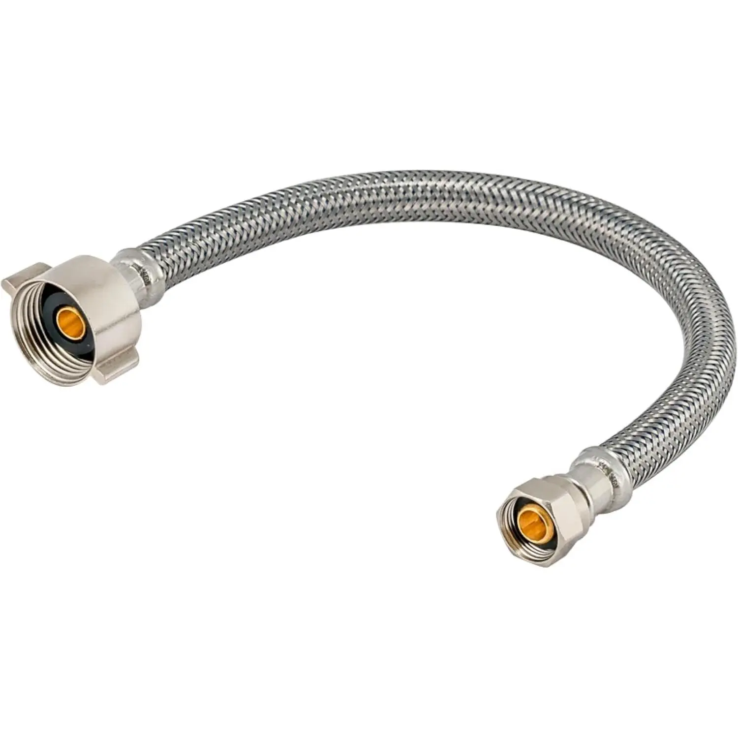 12 Inch Flexible Toilet Connector, 7/8 Inch Ballcock x 3/8 Inch Compression, Stainless Steel Braided Hose