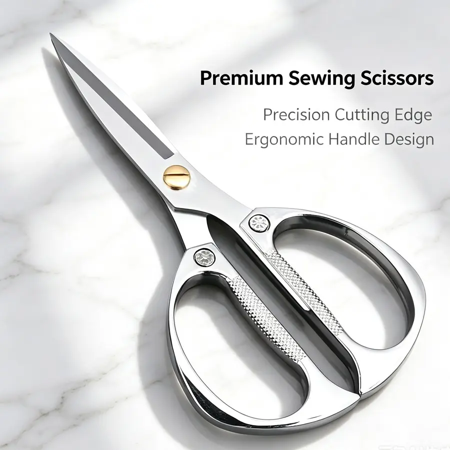 Premium Stainless Steel Heavy-Duty Scissors, Anti-Slip Handles, Sharp Blades for Fabric, Paper, DIY Crafts, Durable Household Shear, Craft Cutting Tool