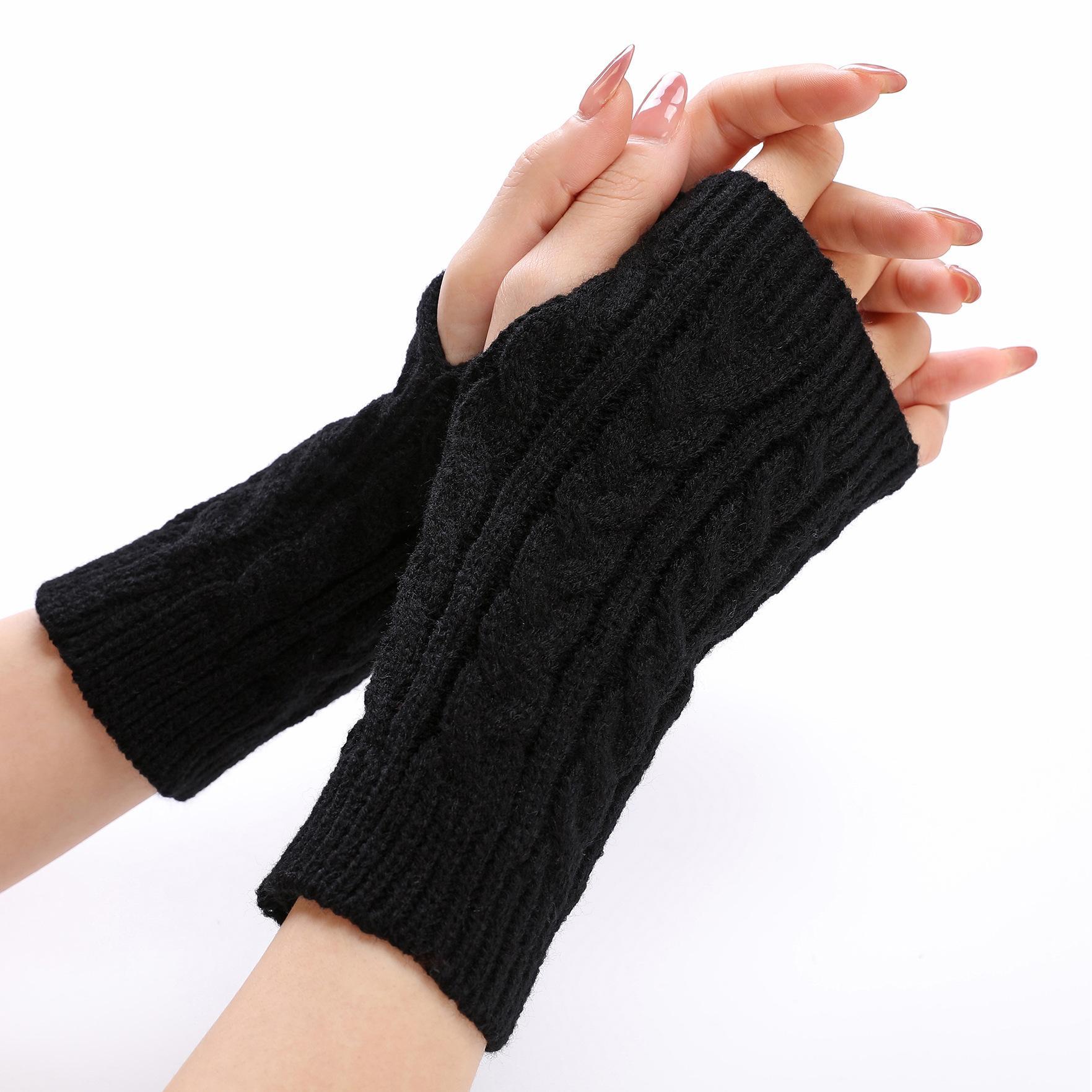 Knitted Half-finger Gloves for Women, 1 Pair Casual Outdoor Sports Fingerless Warm Hand Made Gloves for Autumn and Winter, Unisex, Gloves for Cold Weather